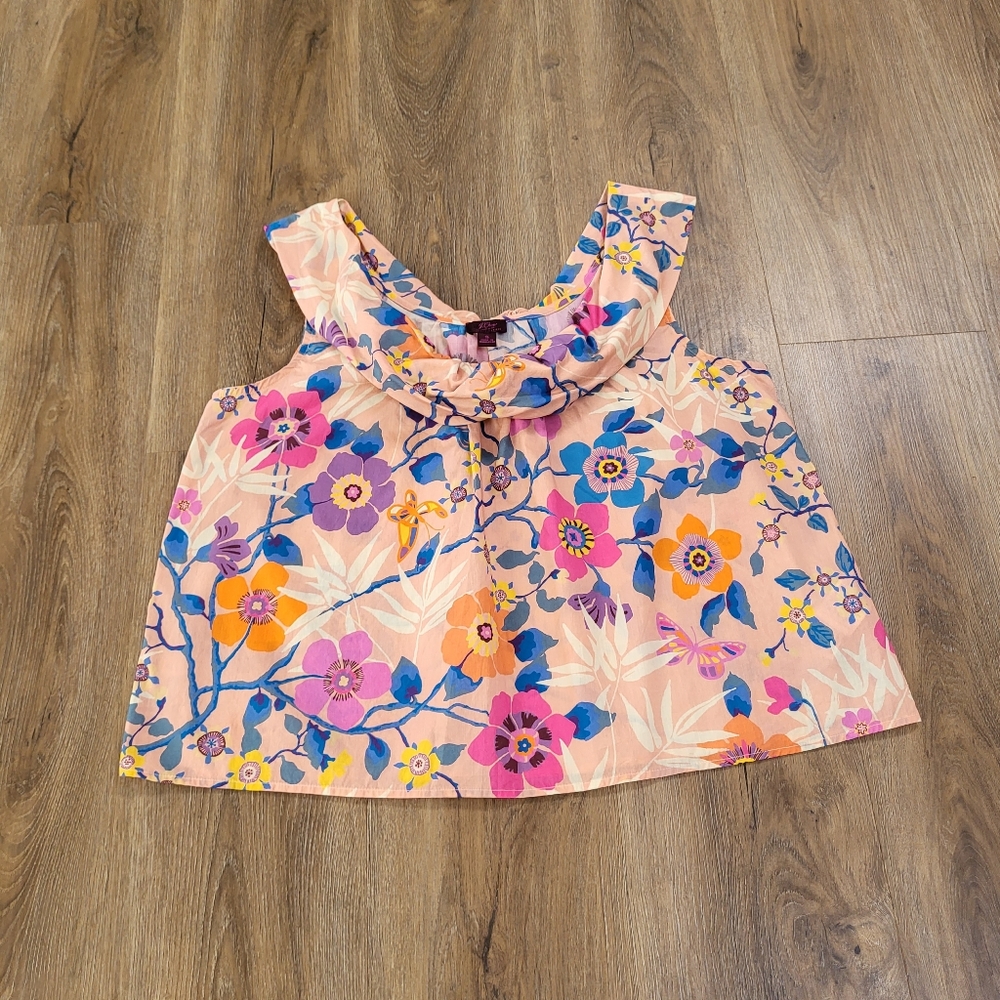 J.Crew Liberty Fabric Floral Sleeveless Ruffle Top Small Bloomcore Cottage
